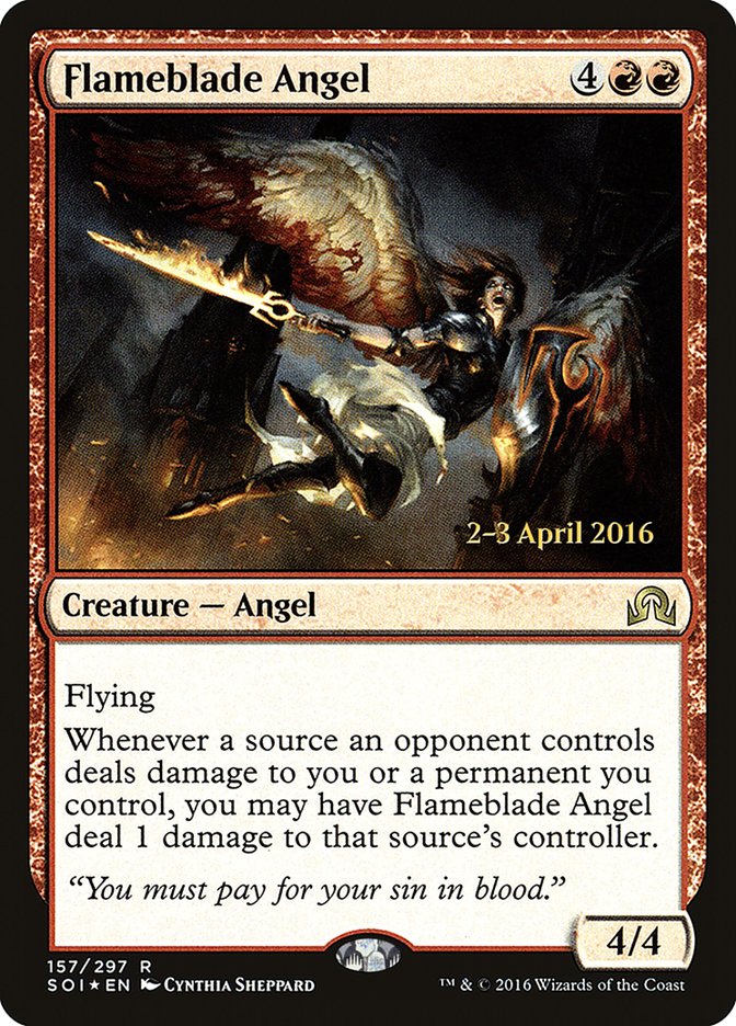 Flameblade Angel [Shadows over Innistrad Prerelease Promos] | GrognardGamesBatavia