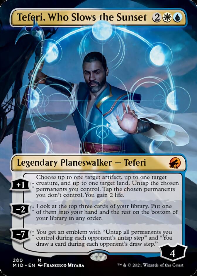 Teferi, Who Slows the Sunset (Borderless) [Innistrad: Midnight Hunt] | GrognardGamesBatavia