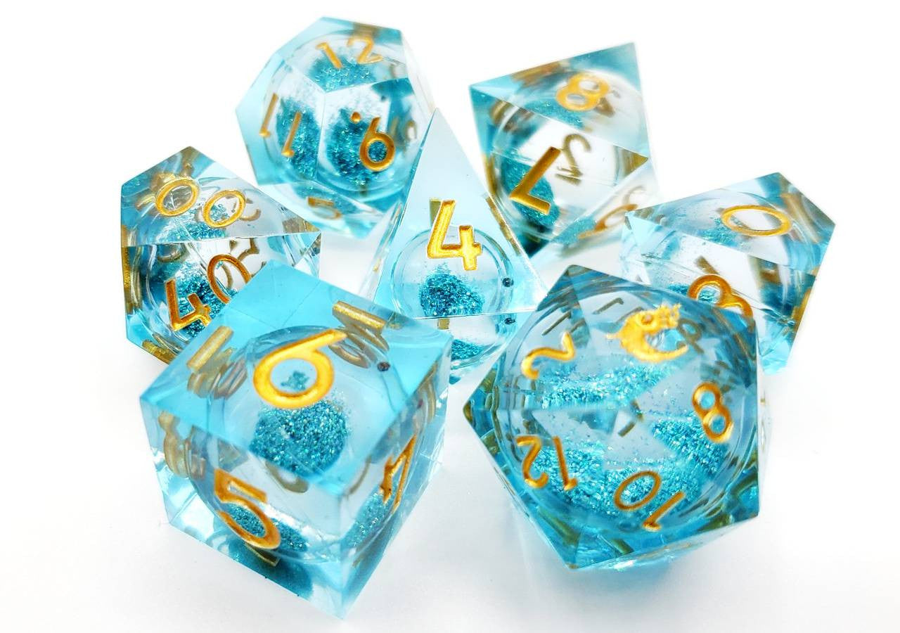 Sharp Edged Liquid Infused - Azure Fury Dice Set | GrognardGamesBatavia