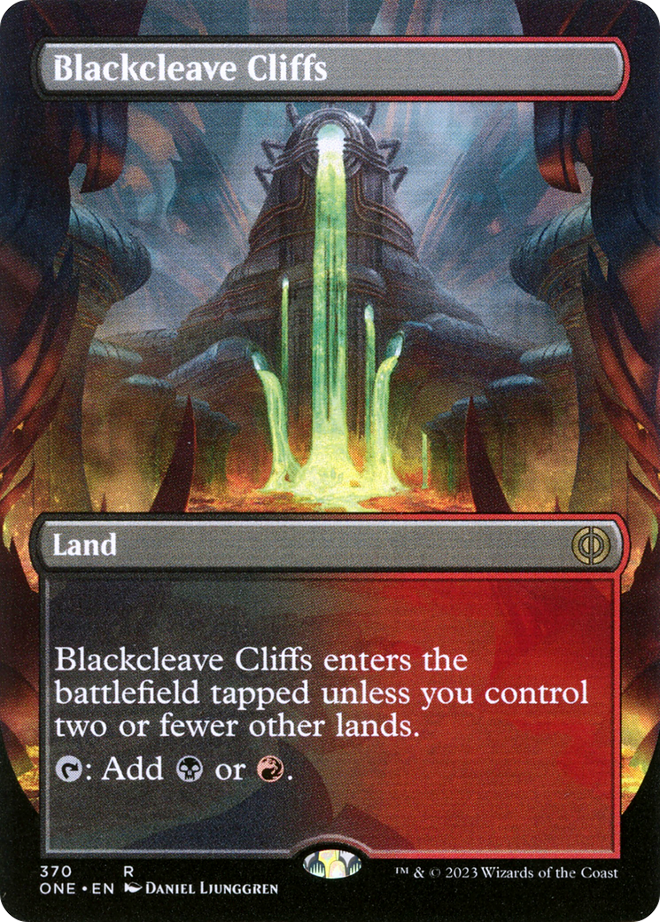 Blackcleave Cliffs (Borderless Alternate Art) [Phyrexia: All Will Be One] | GrognardGamesBatavia