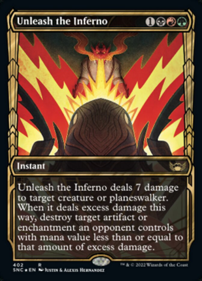 Unleash the Inferno (Showcase Golden Age Gilded Foil) [Streets of New Capenna] | GrognardGamesBatavia