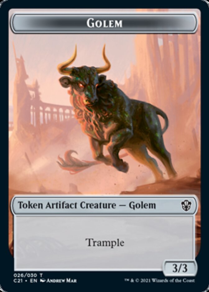 Golem (026) // Thopter Double-Sided Token [Commander 2021 Tokens] | GrognardGamesBatavia