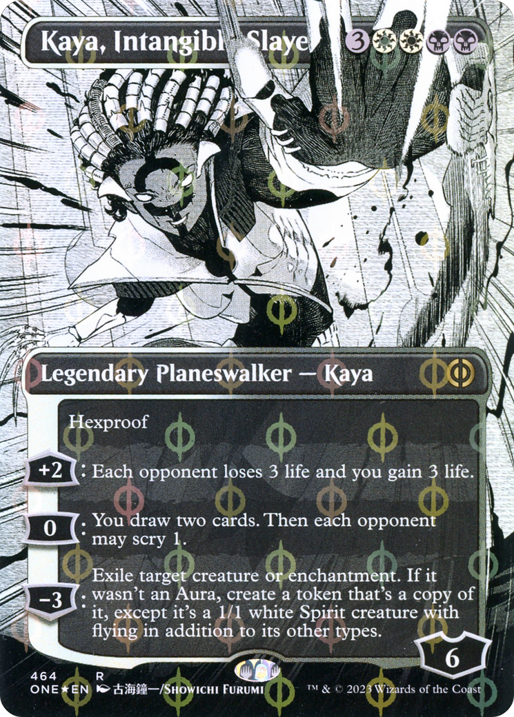 Kaya, Intangible Slayer (Borderless Manga Step-and-Compleat Foil) [Phyrexia: All Will Be One] | GrognardGamesBatavia