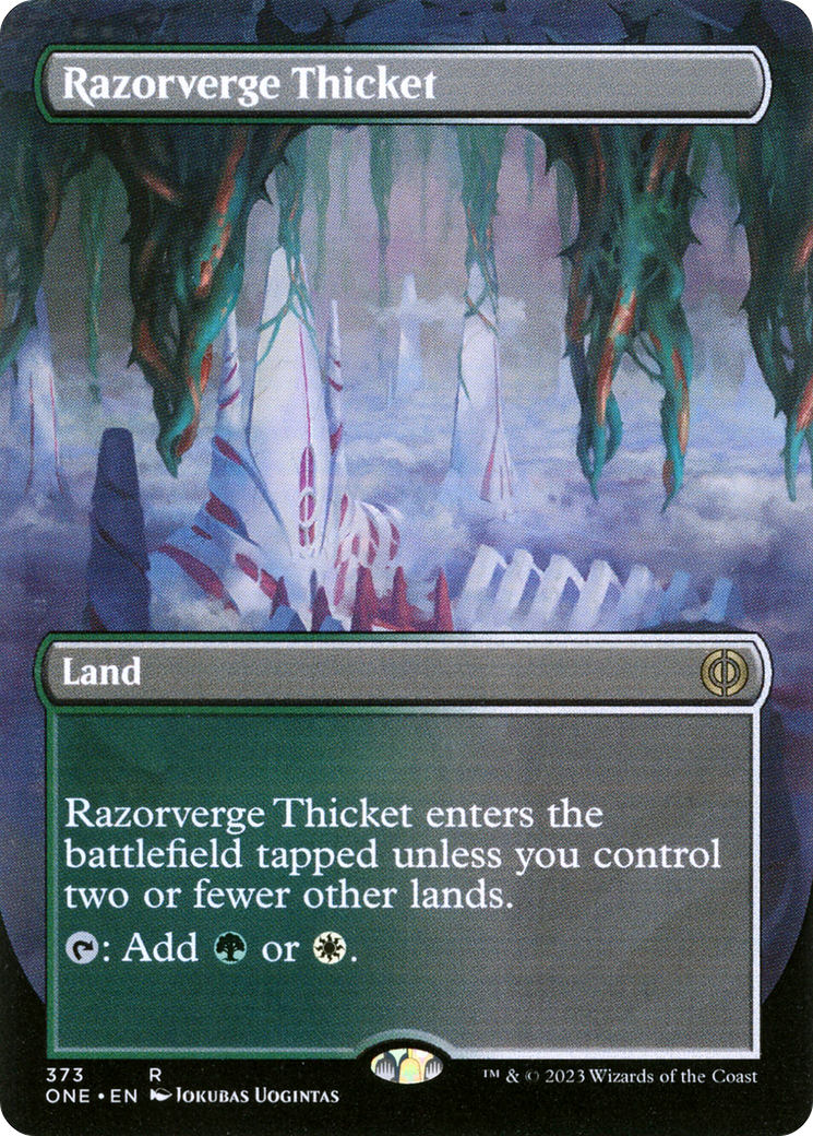 Razorverge Thicket (Borderless Alternate Art) [Phyrexia: All Will Be One] | GrognardGamesBatavia