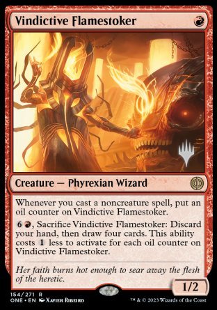 Vindictive Flamestoker (Promo Pack) [Phyrexia: All Will Be One Promos] | GrognardGamesBatavia
