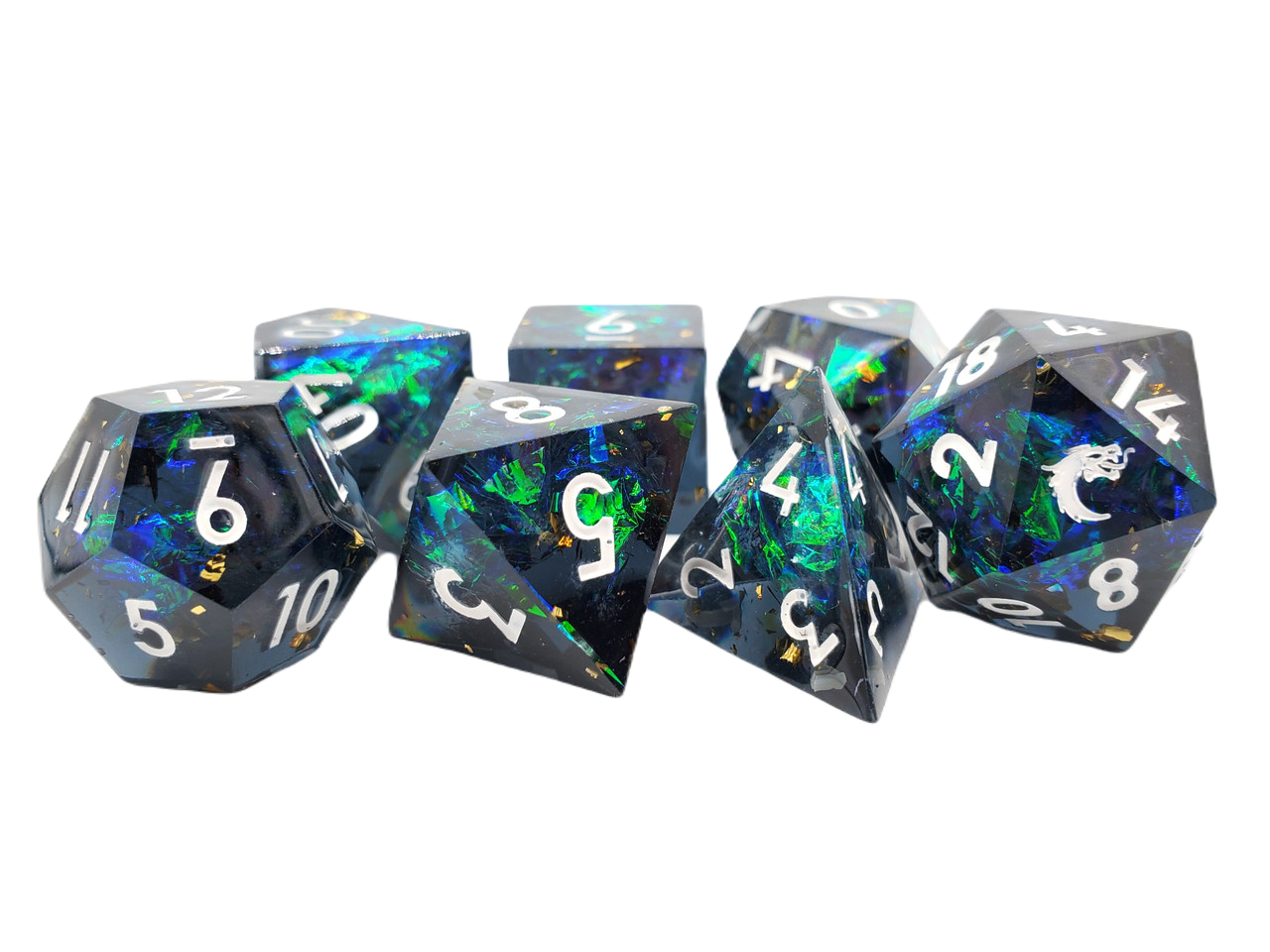 Old School 7 Piece DnD RPG Dice Set: Sharp Edged - Blitzar | GrognardGamesBatavia