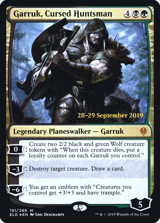 Garruk, Cursed Huntsman [Throne of Eldraine Prerelease Promos] | GrognardGamesBatavia