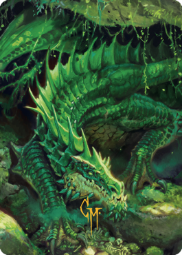 Lurking Green Dragon Art Card (Gold-Stamped Signature) [Commander Legends: Battle for Baldur's Gate Art Series] | GrognardGamesBatavia