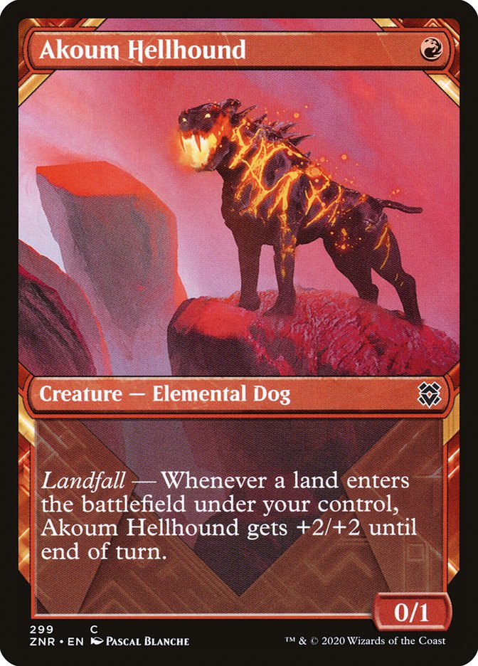 Akoum Hellhound (Showcase) [Zendikar Rising] | GrognardGamesBatavia