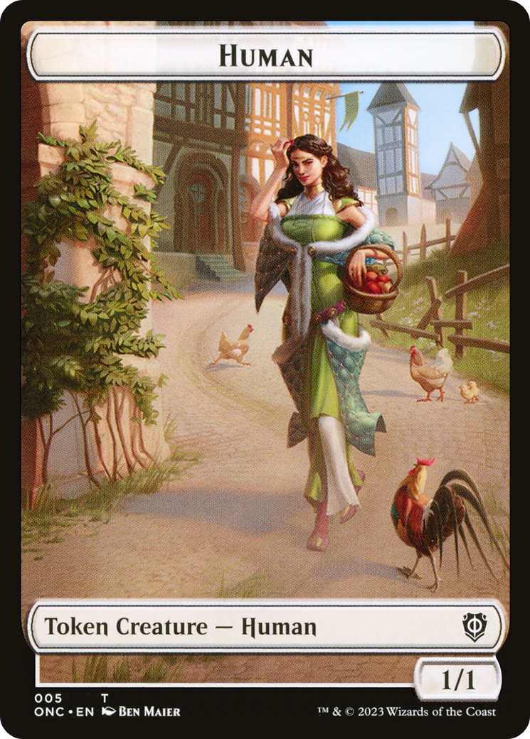 Human // Spirit Double-Sided Token [Phyrexia: All Will Be One Commander Tokens] | GrognardGamesBatavia