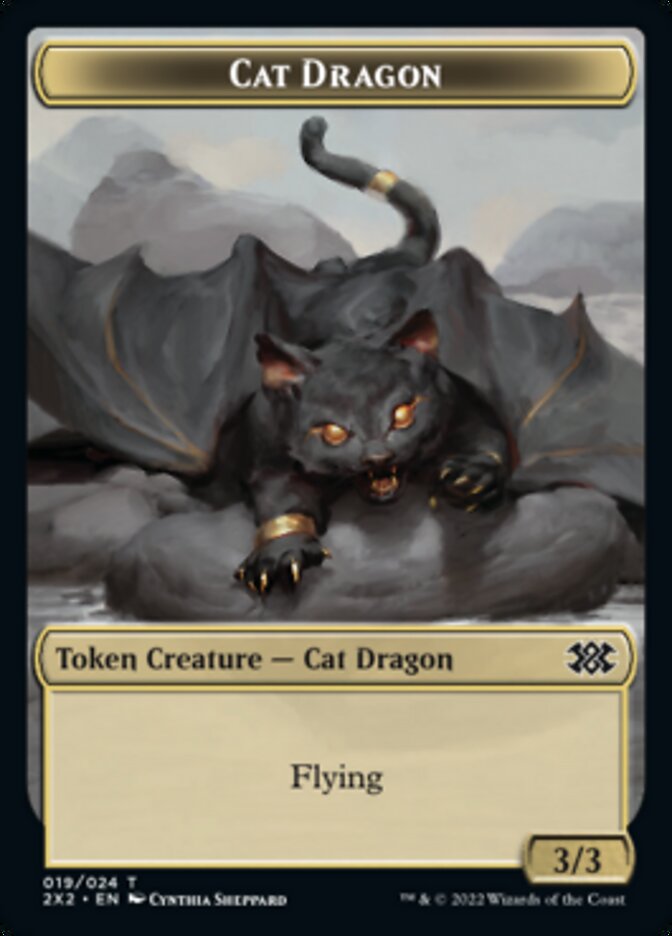 Cat Dragon // Treasure Double-Sided Token [Double Masters 2022 Tokens] | GrognardGamesBatavia