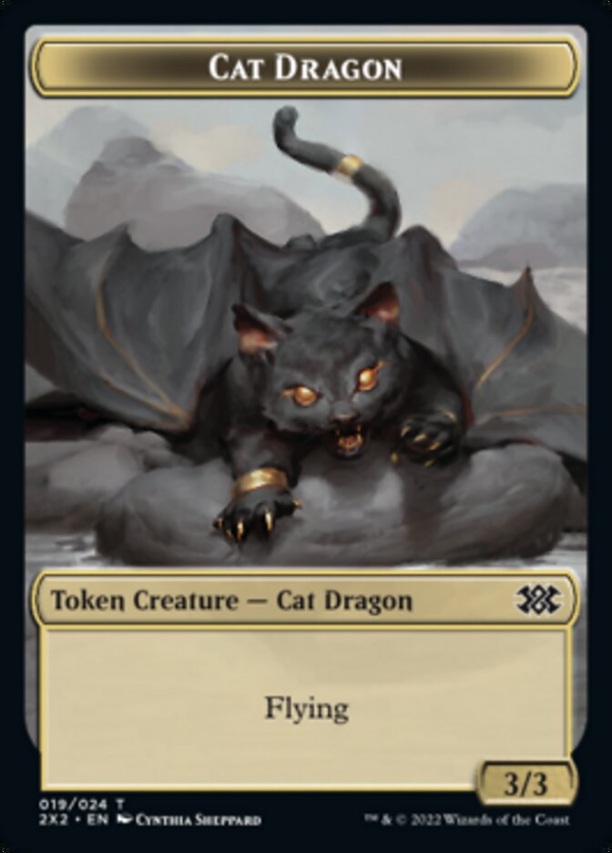 Cat Dragon // Soldier Double-Sided Token [Double Masters 2022 Tokens] | GrognardGamesBatavia