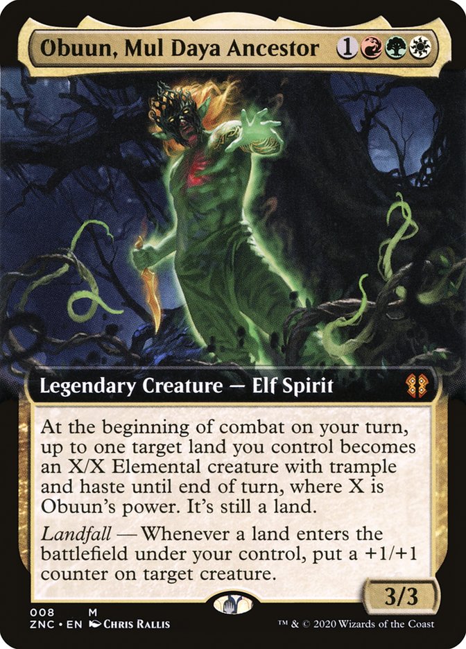 Obuun, Mul Daya Ancestor (Extended Art) [Zendikar Rising Commander] | GrognardGamesBatavia