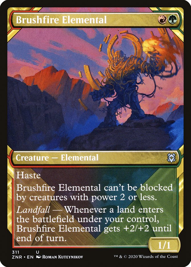 Brushfire Elemental (Showcase) [Zendikar Rising] | GrognardGamesBatavia