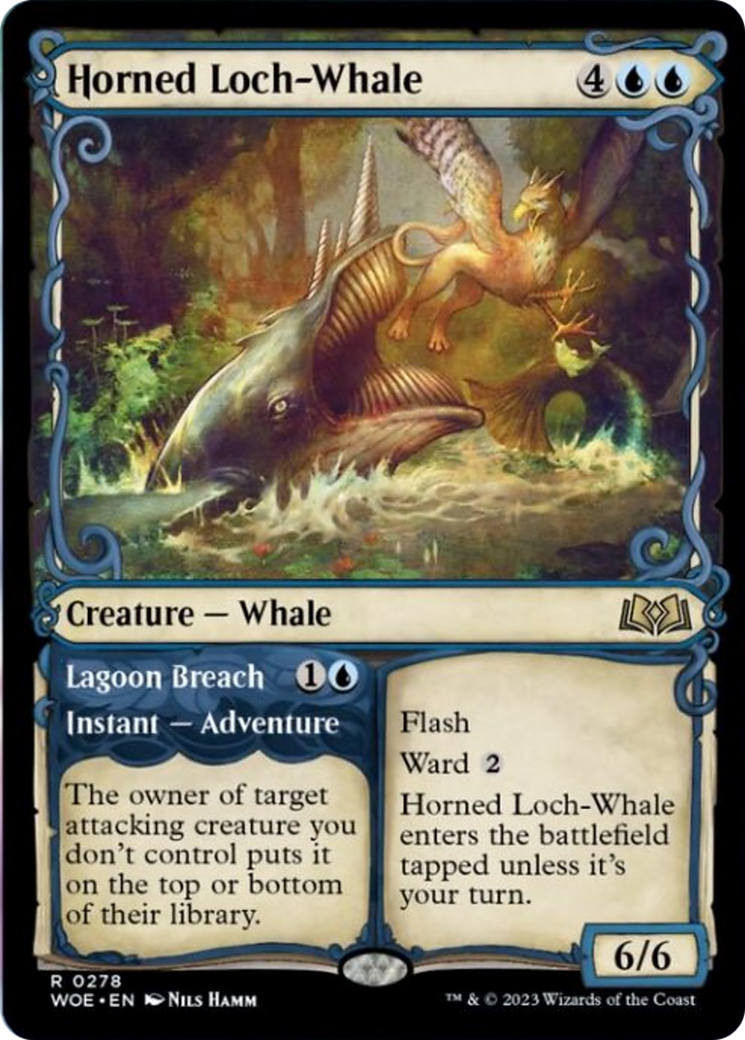 Horned Loch-Whale // Lagoon Breach (Showcase) [Wilds of Eldraine] | GrognardGamesBatavia