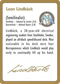 1996 Leon Lindback Biography Card [World Championship Decks] | GrognardGamesBatavia