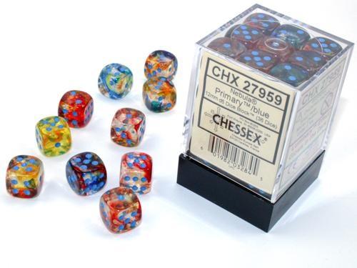 CHX27959 Nebula Primary/Blue 12mm Set 36 dice | GrognardGamesBatavia