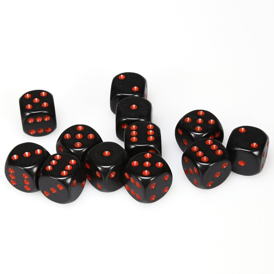 CHX25618 Opaque Black/red 12 D6 set | GrognardGamesBatavia