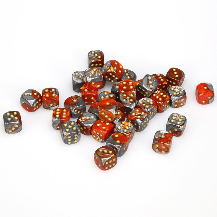 CHX26861 Gemini Orange-Steel/gold 36 D6 set | GrognardGamesBatavia