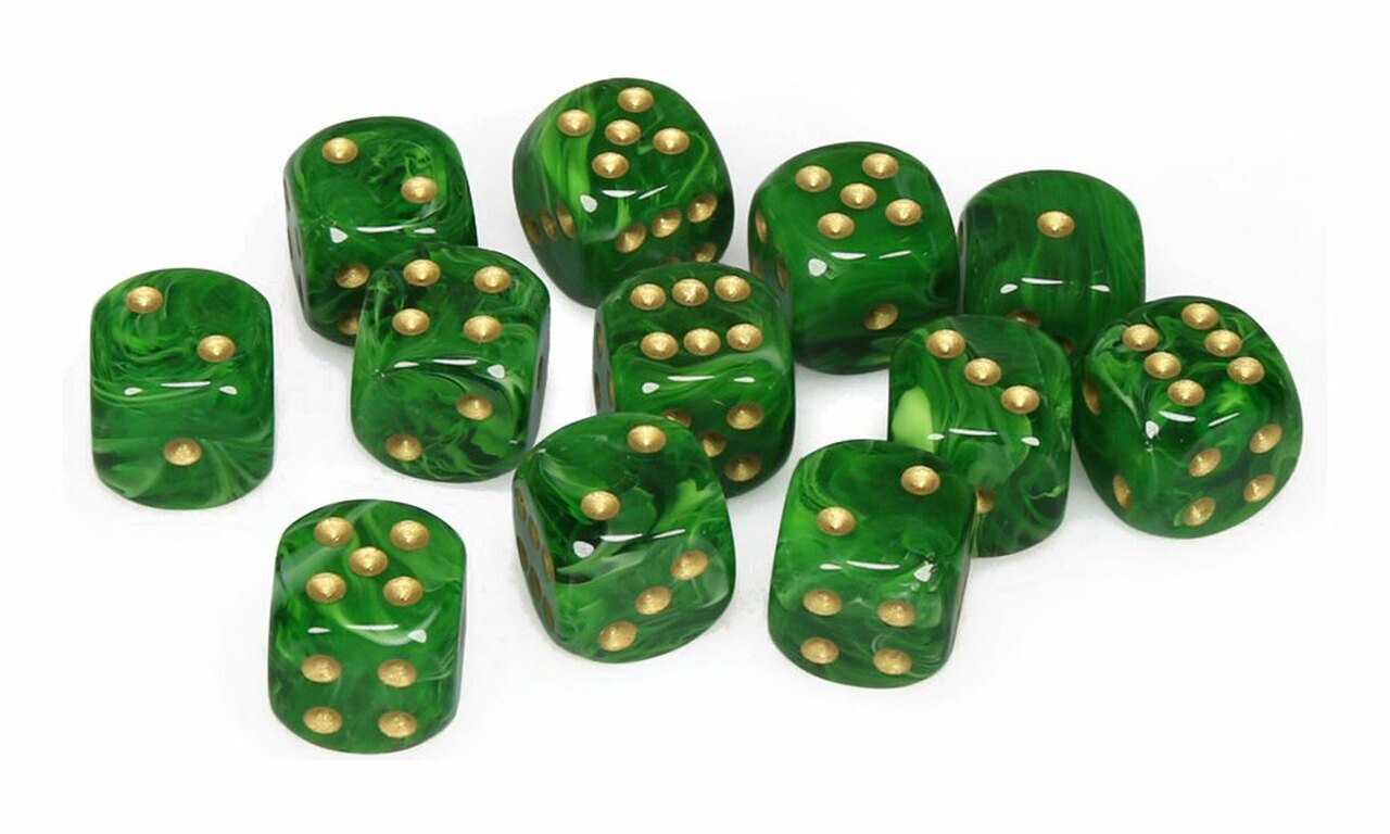 CHX27635 Chessex Vortex Green/Gold | GrognardGamesBatavia