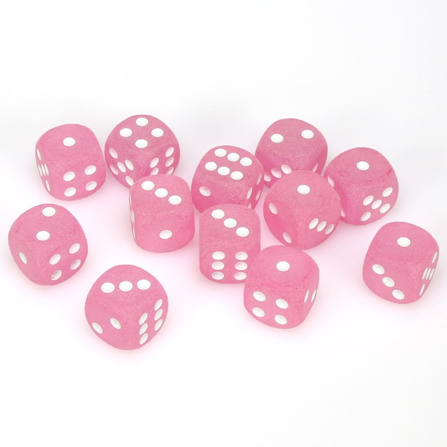 CHX27664 Frosted Pink/white 12 D6 set | GrognardGamesBatavia