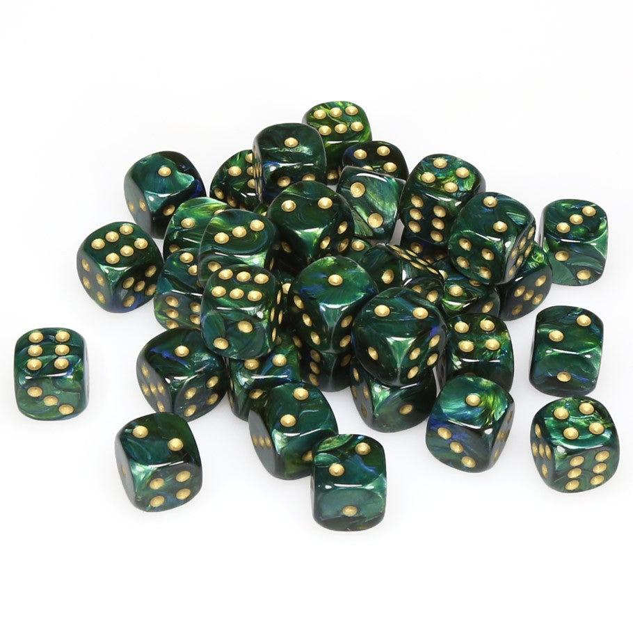 CHX27815 Scarab Jade/gold 36 D6 Set | GrognardGamesBatavia