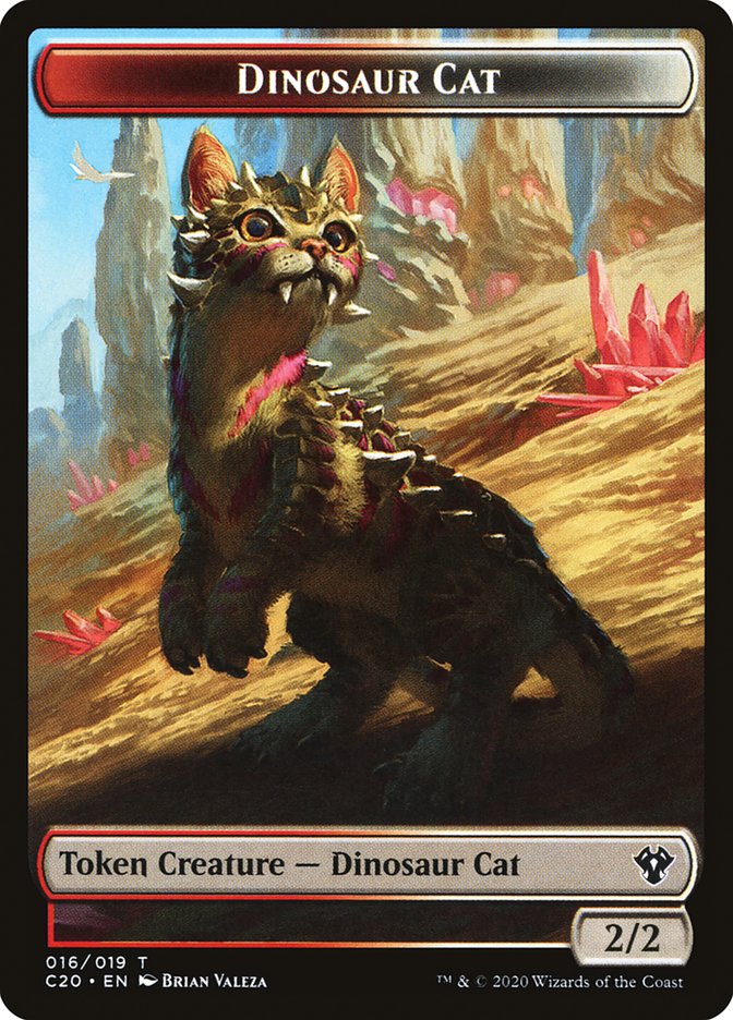 Bird // Dinosaur Cat Double-Sided Token [Commander 2020 Tokens] | GrognardGamesBatavia