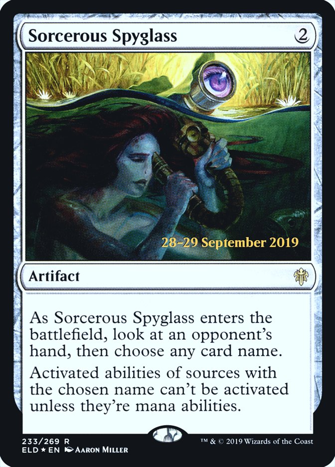 Sorcerous Spyglass [Throne of Eldraine Prerelease Promos] | GrognardGamesBatavia