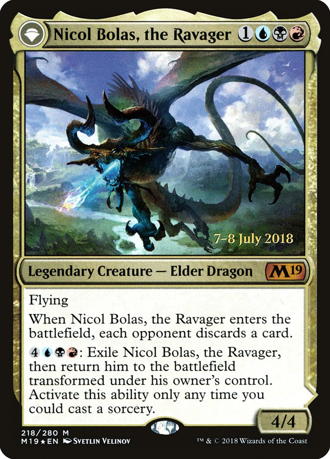 Nicol Bolas, the Ravager // Nicol Bolas, the Arisen [Core Set 2019 Prerelease Promos] | GrognardGamesBatavia