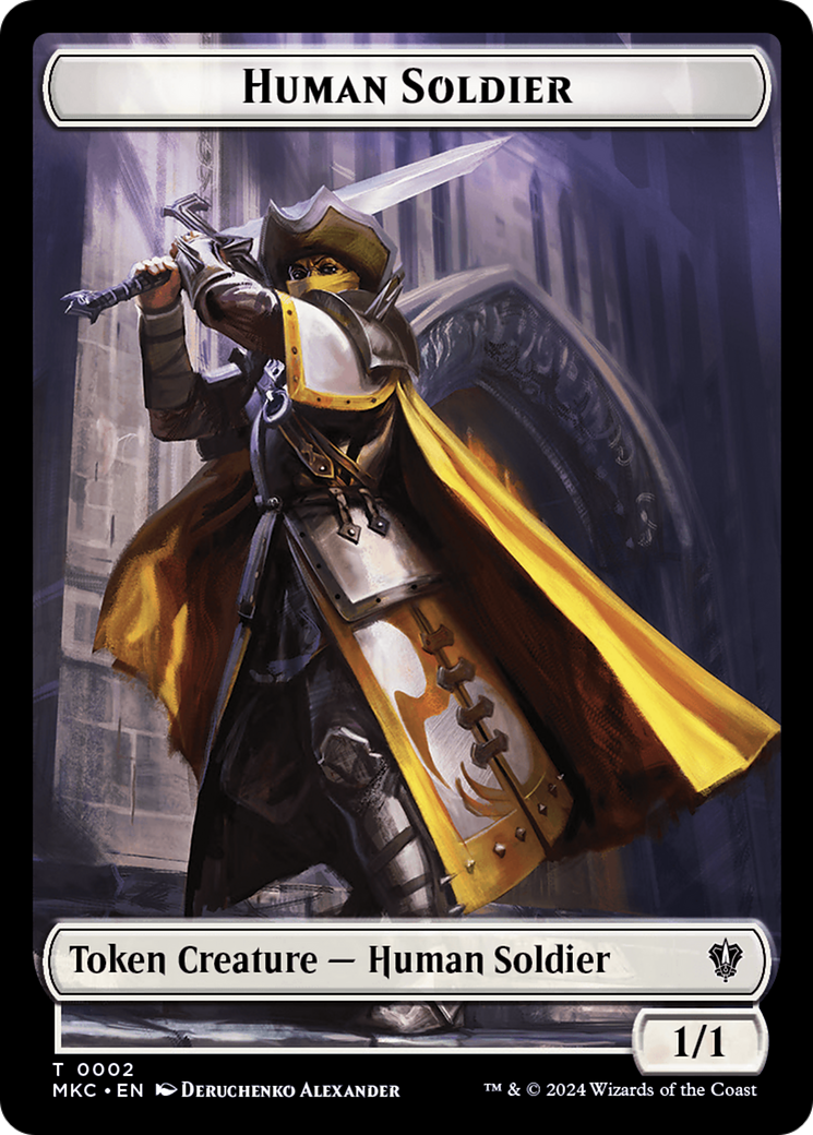 City's Blessing // Human Soldier Double-Sided Token [Murders at Karlov Manor Commander Tokens] | GrognardGamesBatavia