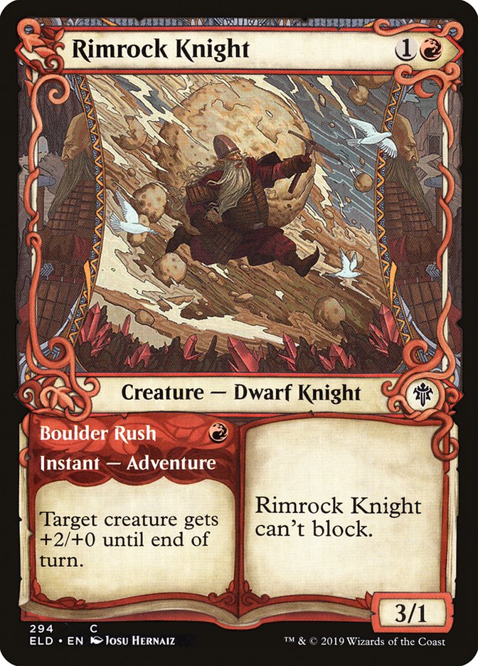 Rimrock Knight // Boulder Rush (Showcase) [Throne of Eldraine] | GrognardGamesBatavia