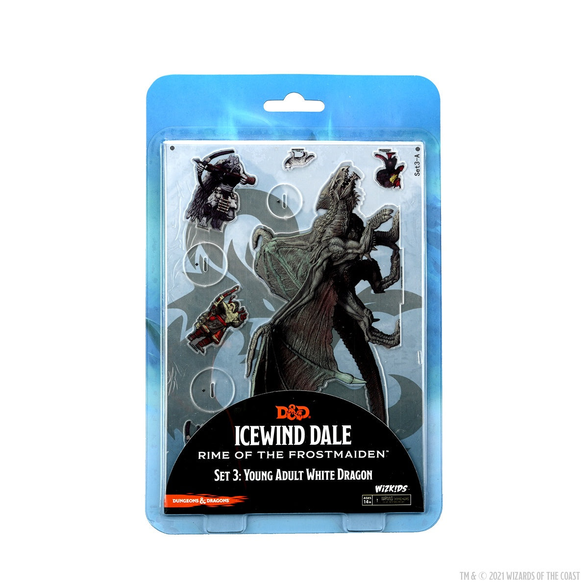 D&D Essentials 2D Minis: Icewind Dale Set 3 - Young Adult White Dragon | GrognardGamesBatavia