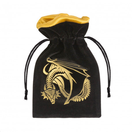 Dragon Black & golden Velour Dice Bag | GrognardGamesBatavia