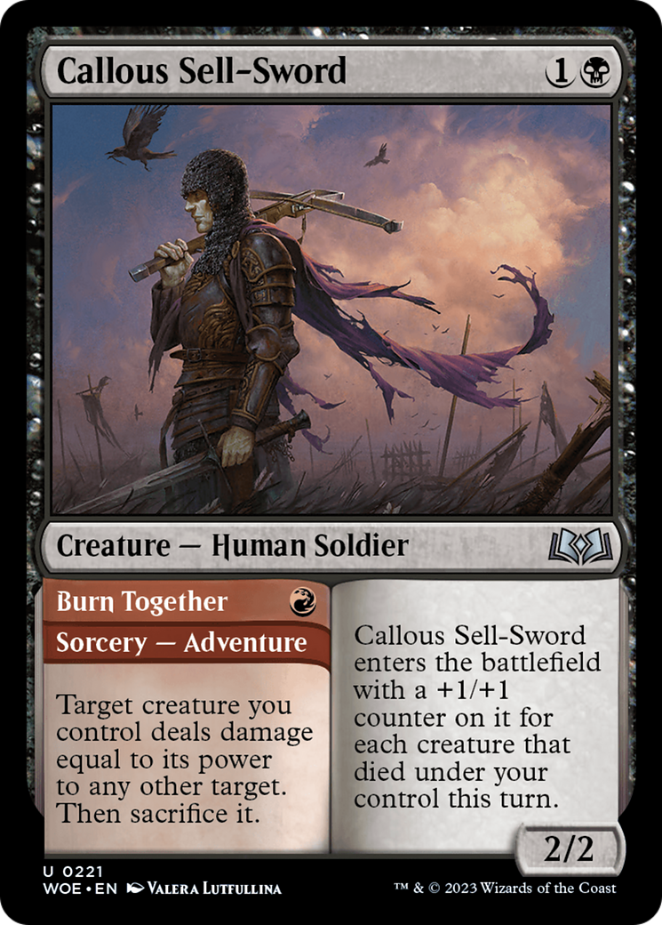 Callous Sell-Sword // Burn Together [Wilds of Eldraine] | GrognardGamesBatavia