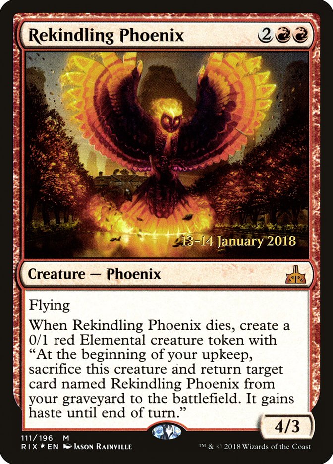 Rekindling Phoenix [Rivals of Ixalan Prerelease Promos] | GrognardGamesBatavia