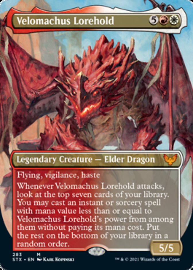 Velomachus Lorehold (Borderless Alternate Art) [Strixhaven: School of Mages] | GrognardGamesBatavia