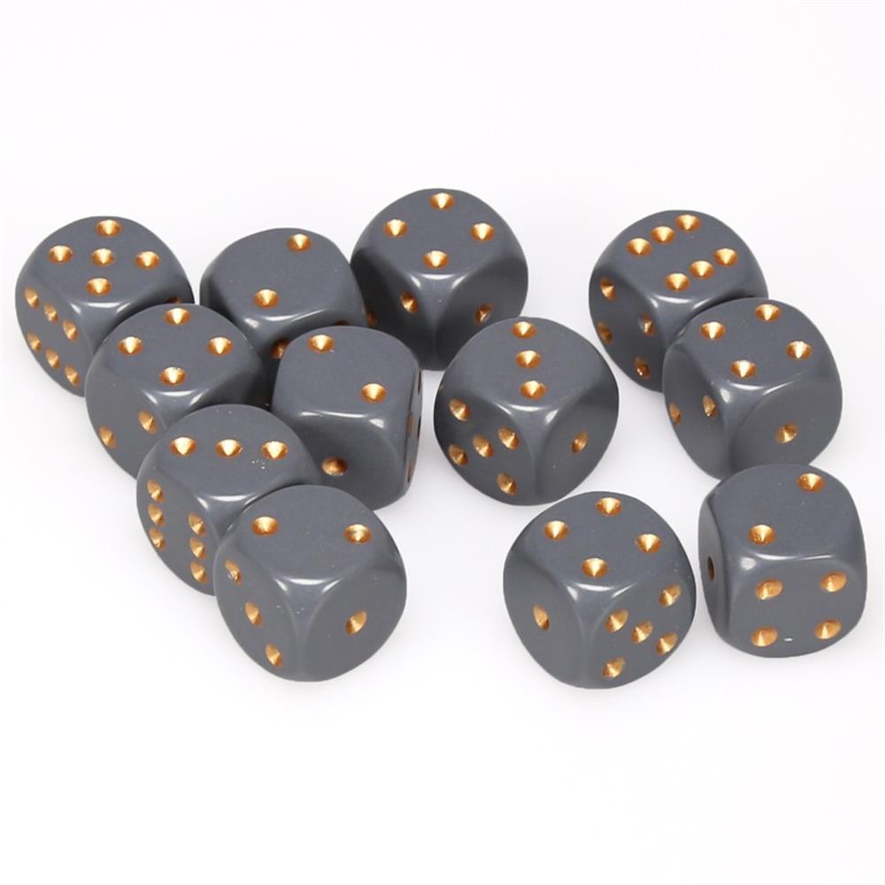 CHX25620 Opaque Dark Grey/Copper 12 D6 set | GrognardGamesBatavia