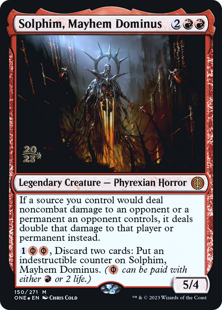 Solphim, Mayhem Dominus [Phyrexia: All Will Be One Prerelease Promos] | GrognardGamesBatavia