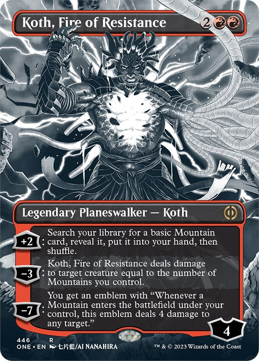 Koth, Fire of Resistance (Borderless Manga Step-and-Compleat Foil) [Phyrexia: All Will Be One] | GrognardGamesBatavia