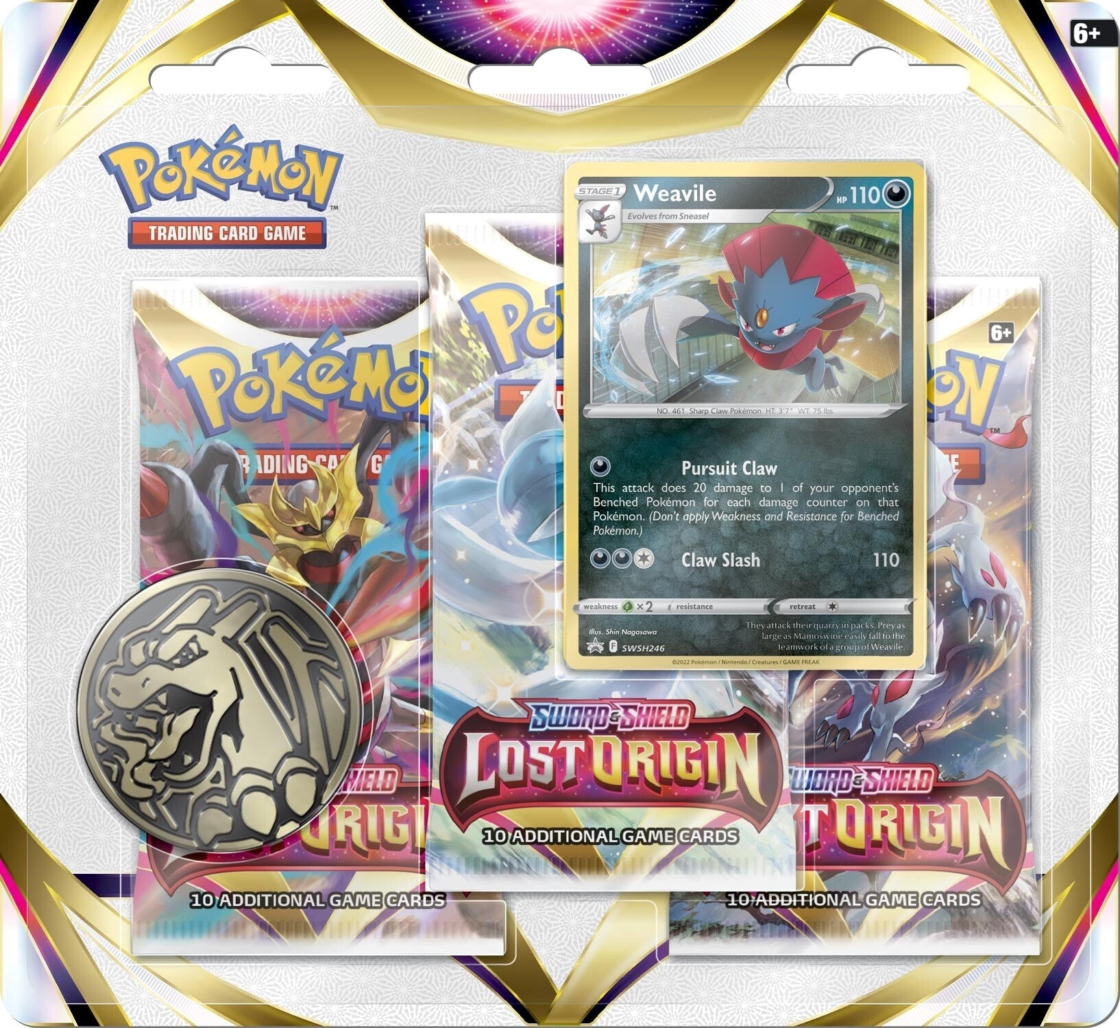 Sword & Shield: Lost Origin - 3-Pack Blister (Weavile) | GrognardGamesBatavia