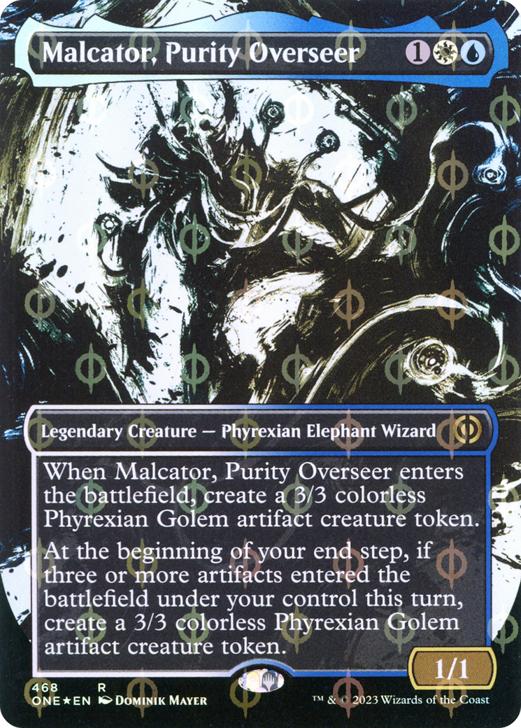 Malcator, Purity Overseer (Borderless Ichor Step-and-Compleat Foil) [Phyrexia: All Will Be One] | GrognardGamesBatavia