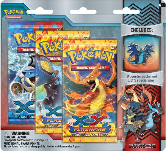 XY: Flashfire - Collector's Pin 3-Pack Blister (Mega Charizard X) | GrognardGamesBatavia