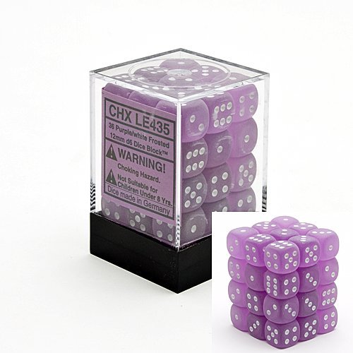 CHXLE435 Frosted Purple/White - Set of 36 12mm D6 | GrognardGamesBatavia