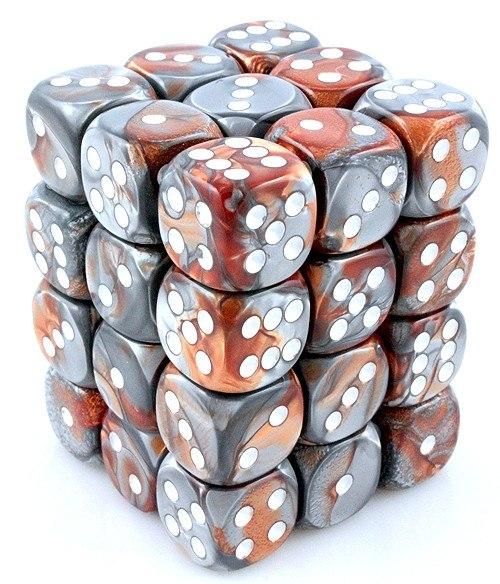 CHX26824 Gemini Copper-Steel/white 36 D6 set | GrognardGamesBatavia