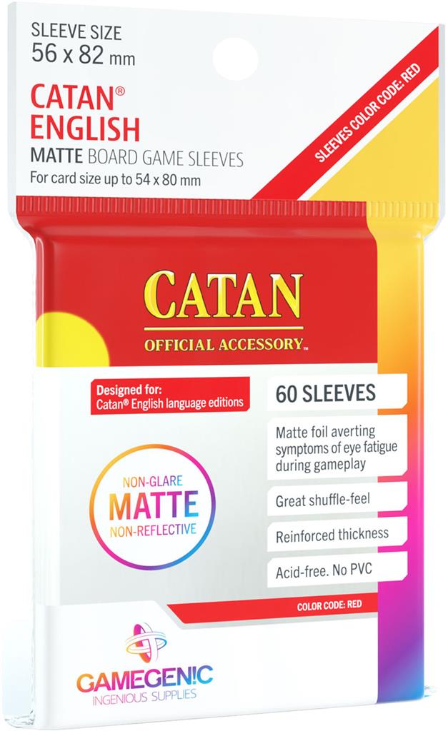 GameGenic MATTE Sleeves: CATAN (56 X 82 MM)(Red) | GrognardGamesBatavia