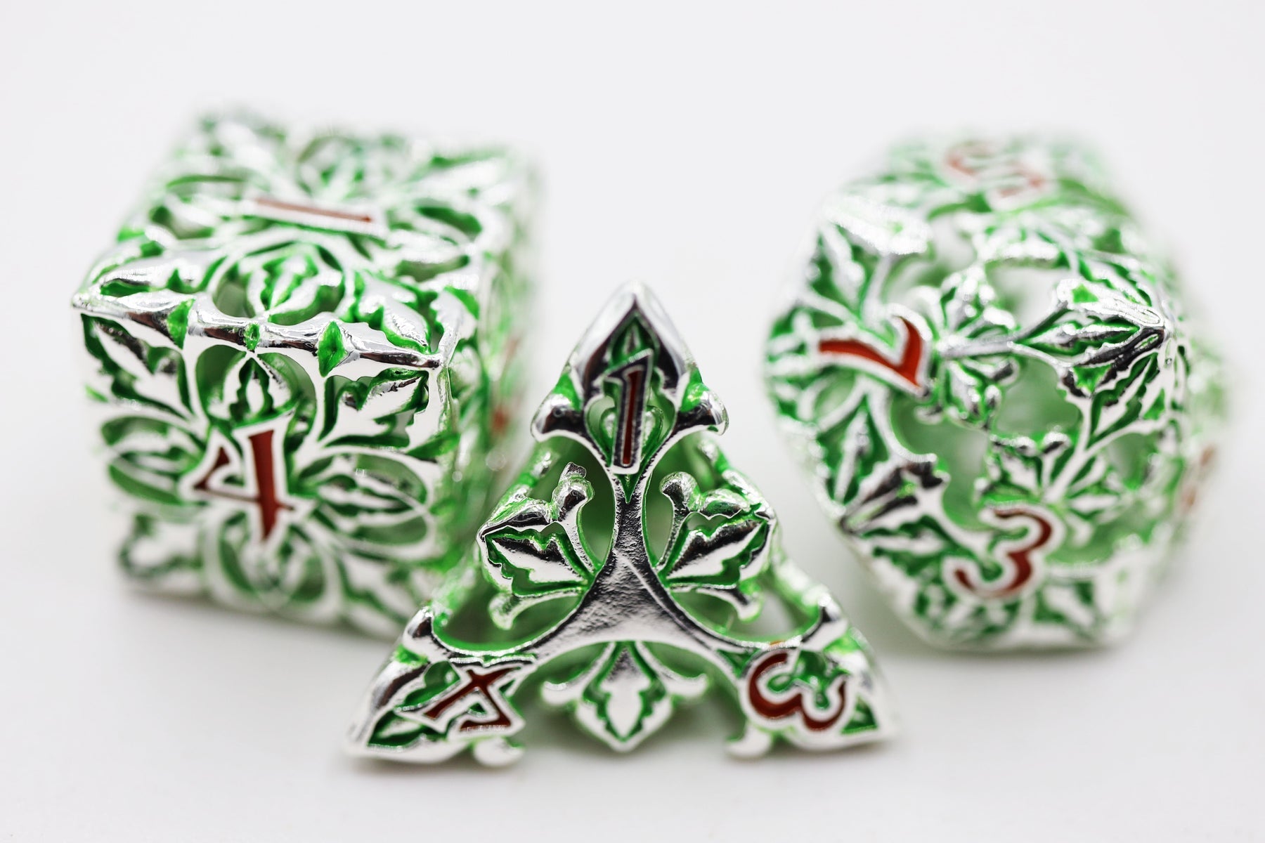 Fleur De Lis: Green Hollow RPG Metal Dice Set | GrognardGamesBatavia