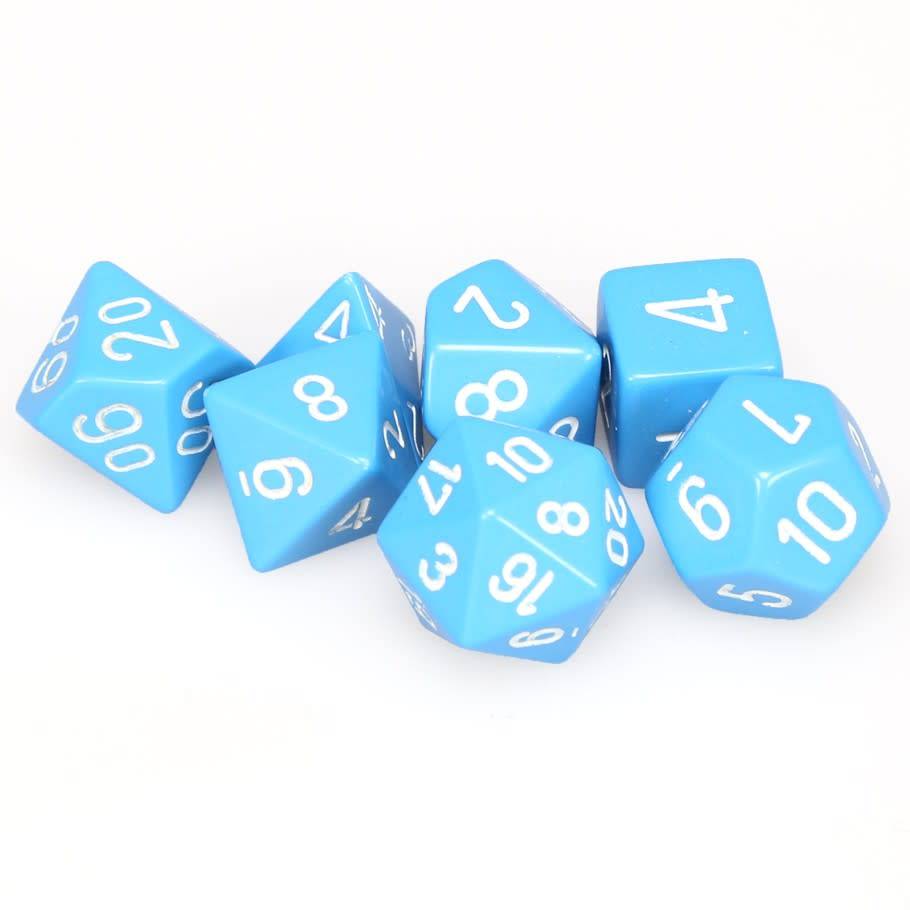 CHX25416 Opaque Light Blue/white  7 die set | GrognardGamesBatavia