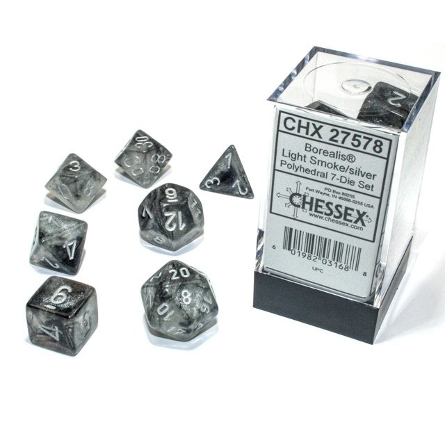 CHX27578 Borealis Light Smoke/Silver 7 Die set | GrognardGamesBatavia