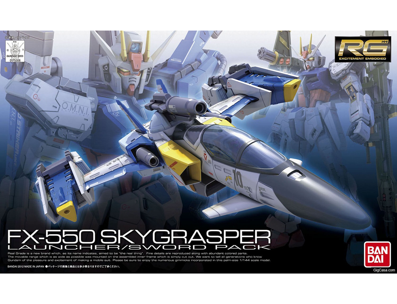 Gundam SEED: RG 1/144 Scale Model Kit - FX-550 Skygrasper with Launcher / Sword Pack | GrognardGamesBatavia