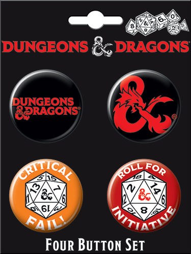 Dungeons and Dragons Dice 4 Button Set | GrognardGamesBatavia